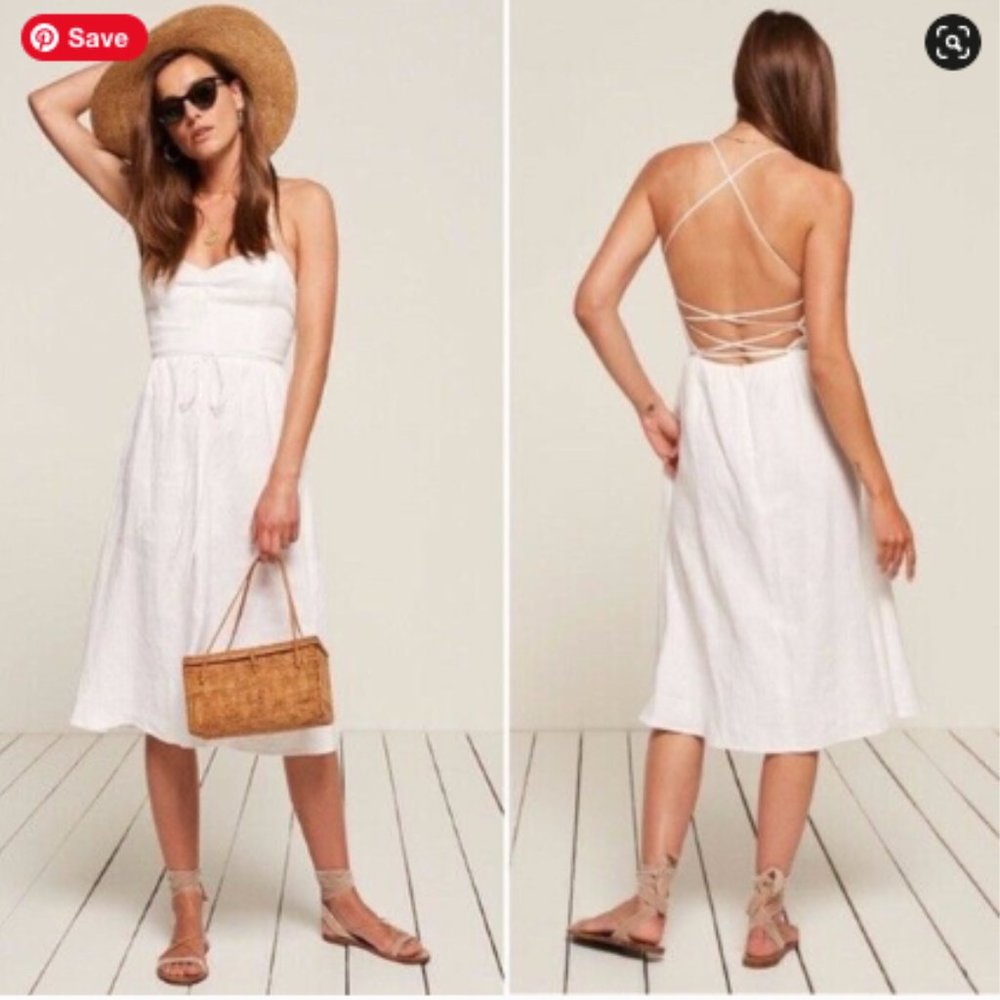 NWT Reformation Pepper Dress Linen - White Size 2